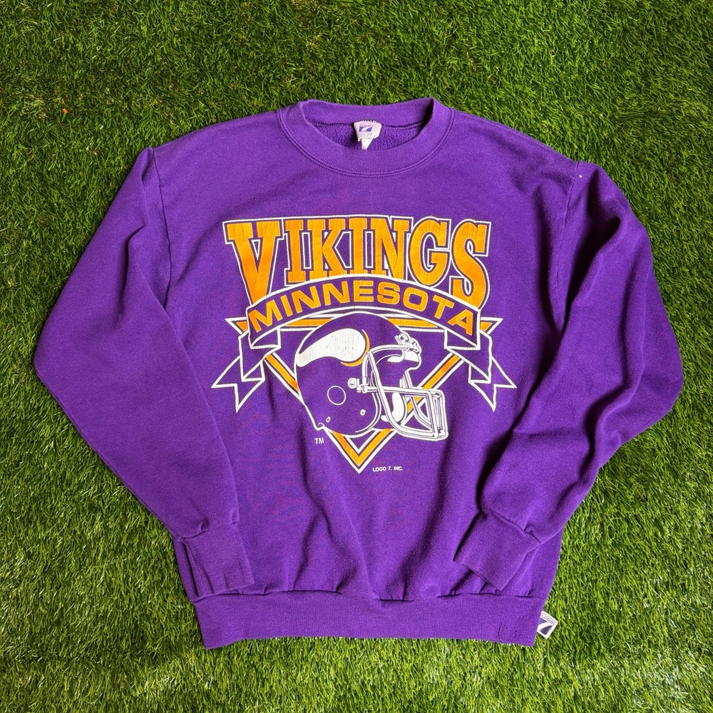 VTG 80s Minnesota Vikings NFL Football Sport Super Bowl 1980 USA Raglan Crewneck